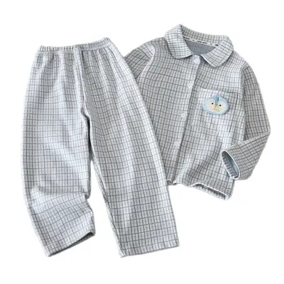 Children's Plaid Pajama Set Long Sleeve Two-Piece Loose Fit