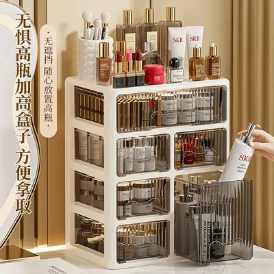 抽屉式桌面收纳盒宿舍文具整理盒办公室文件柜梳妆台化妆品储物盒 - 5