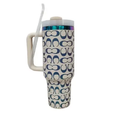 Stainless Steel Insulated Mug with Straw, Large Capacity with Handle