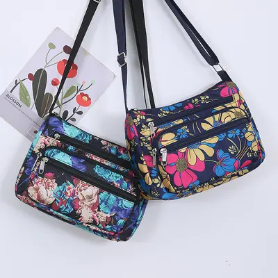 Middle-Aged Women's Oxford Fabric Crossbody Bag, Lightweight, Multi-Layer - 1