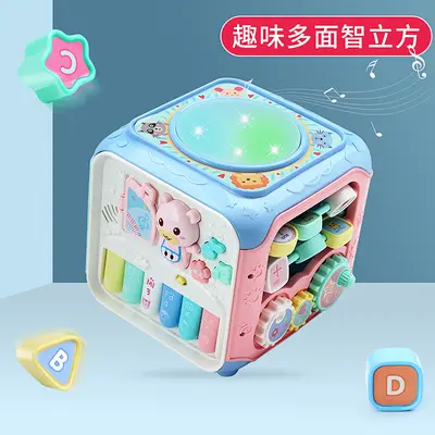Baby-Intelligenzwürfel-Spieltrommel, sechsseitige musikalische Handtrommel, 1 Stück