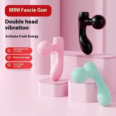 Doppelkopf-Mini-Massagepistole mit Hochfrequenz-Vibration, tragbar - 5