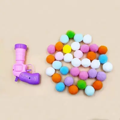 Plush Ball Cat Toy Launcher Pistol with Interactive Cat Teaser Wand - 9