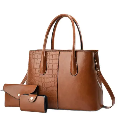Women's Stone Pattern Mother and Child Bag Set, Large Shoulder Bag - 5