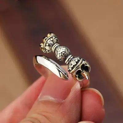 Chiba King Kong 925 silver men's ring, adjustable