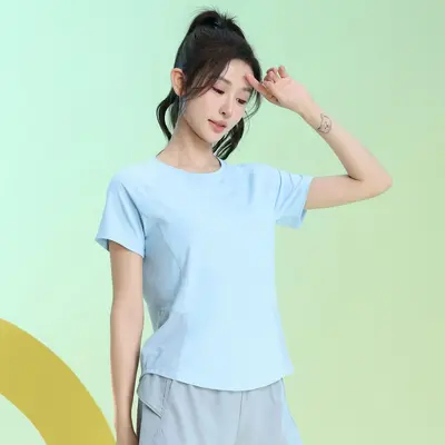 瑜伽服女2025新款运动上衣夏季薄款透气跑步宽松速干健身服短袖