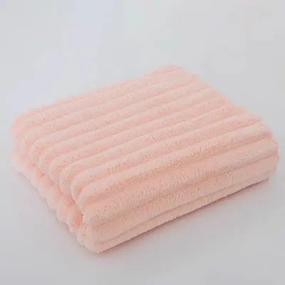 Sugar velvet towel, extra-thickened coconut milk striped coral velvet bath towel, skin-friendly, absorbent, quick-drying adult beach towel