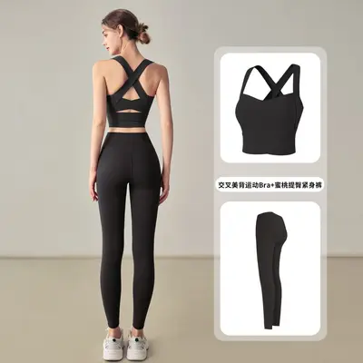 Kadın Yüksek Bel Yoga Pantolon Takımı, Retro Kırmızı, Kalça Kaldırıcı - 12