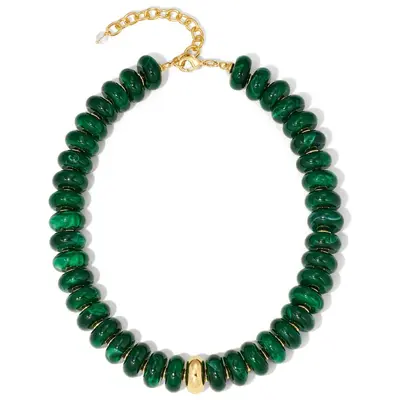 Amazon New Dopamine Colorful Resin Acrylic Beaded Gold Accessories Minimalist Women's Adjustable Necklace - 13