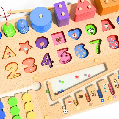 Çocuk Eğitici Meşgul Tahta, 1-3 Yaş, Geometrik Şekil ve Sayı Yapı Blokları