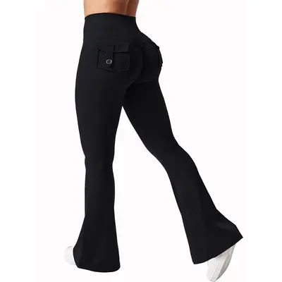 Elastic Quick-Dry Yoga Flare Pants, Slimming Fit - 8