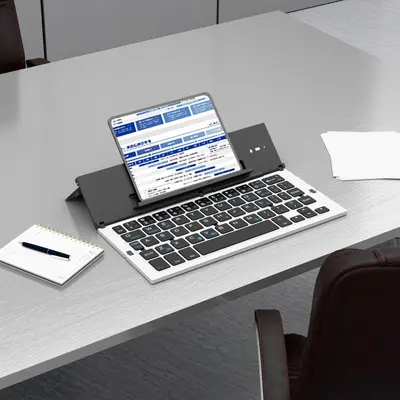 Geyes Bluetooth Katlanır Klavye, Üç Sistem, Çift Kanal, Alüminyum Alaşım