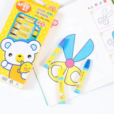 12 Color Oil Pastel Set Children's Painting Drawing Crayon Paint Kindergarten Graffiti Brush Student Art Supplies Wholesale