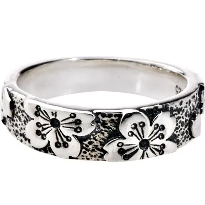 S925-Silber-Damenring mit Blumenmuster, handgefertigt verstellbar - 6