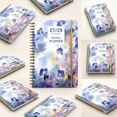 2027-2029 English Spiral Planner Notebook, A5