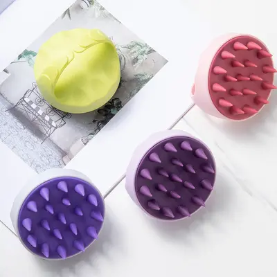 Tragbare Shampoo-Bürste für die Hand, Kopfhaut-Shampoo-Bürste, Massage-Shampoo-Kamm, Massagegerät, Silikon-Kamm, Kopfmassager