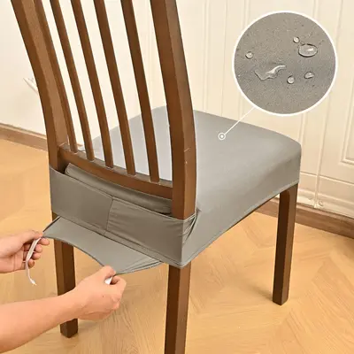 Grenzüberschreitendes elastisches wasserdichtes Milchseide-Sitzkissenbezug mit doppeltem Gummiband, Zungenlasche, Schnalle und rutschfestem Stuhlpolster-Set Großhandel - 8