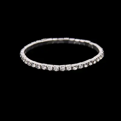 Women's full rhinestone elastic bracelet with multi-row claw chain