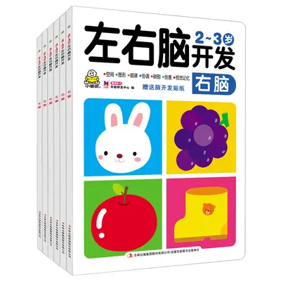 Left and Right Brain Development Educational Game Book for Ages 2-6 with Stickers