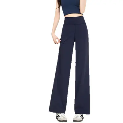 Navy Blue Micro-Flare Yoga Pants for Women, High Waist, Quick-Dry - 5