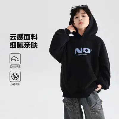 Boys' Black Hooded Sweatshirt for Autumn - 7
