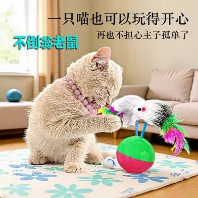 Cat tumbler toy, plush mouse, interactive - 2