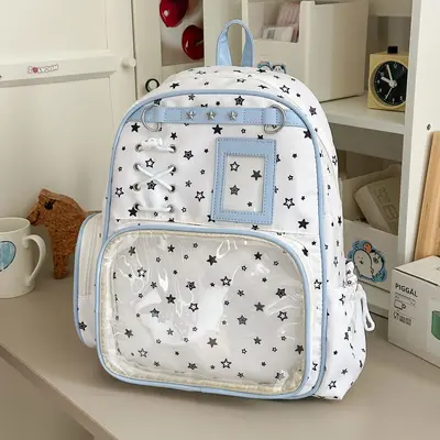 2026 neues Modell Cartoon Stern Rucksack für Damen Schüler Doppelschulter Rucksack niedlich transparent Puppe Tasche einfach großes Fassungsvermögen Schultasche - 9