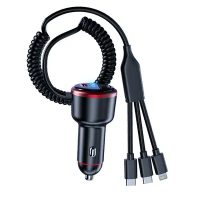 Şarj kablosu cep telefonu süper hızlı şarj kafası araç çakmak fişi adaptörü araba şarjı araba usb