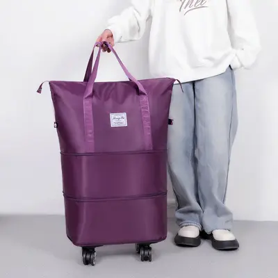 Expandable travel bag, wheeled, foldable, large capacity