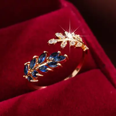 Beliebte, meistverkaufte, schlichte, modische und kreative Blatt- und Weizenähren-Design, elegant, leicht und luxuriös, vielseitiger offener Ring für den täglichen Gebrauch - 13