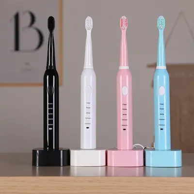 Rechargeable Ultrasonic Waterproof Electric Toothbrush with Soft Bristles, Portable for Ad - 1