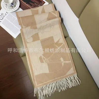 Pure Wool Jacquard Scarf for Women, Warm Autumn Winter Scarf - 8