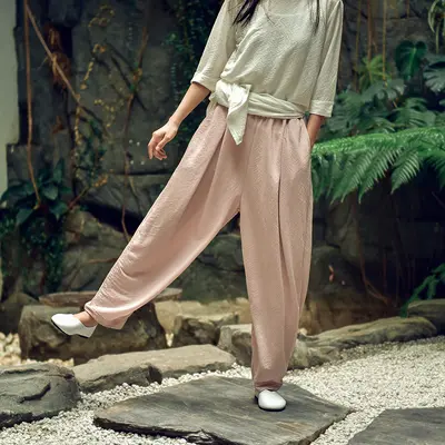 Lockere Leinen-Laternenhose für Meditation und Yoga - 8