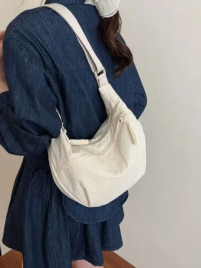 2026 Nylon Pleated Tote Crossbody Bag, Large Capacity Dumpling Bag - 3