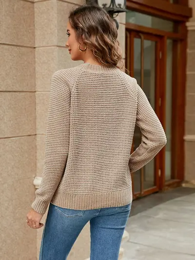 Damen-Chenille-Pullover, einfarbig, Rundhals, langarm, Herbst/Winter 2023