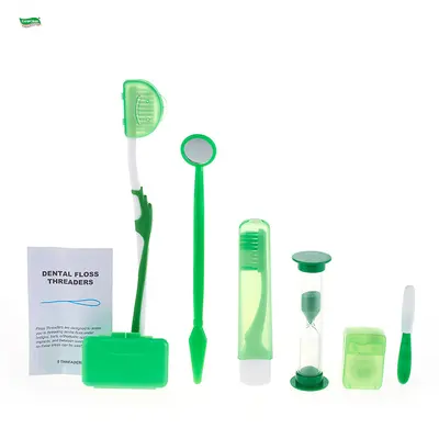 Oral care cleaning set 8-piece with toothbrush and tongue cleaner - 4