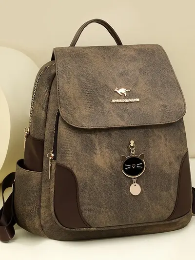 Women's PU Backpack Retro Textured Casual Style - 3