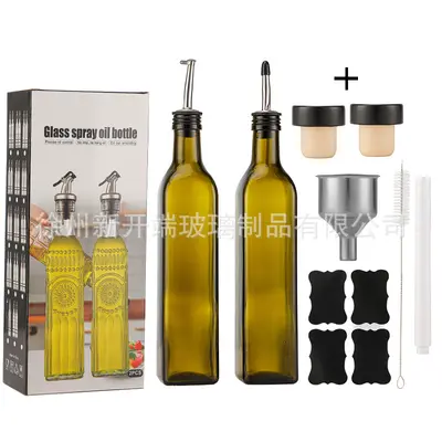 Amazon cam yağ şişesi 500ml koyu yeşil zeytinyağı şişesi dağıtıcısı sınır ötesi sirke şişesi seti dropshipping üreticisi - 10