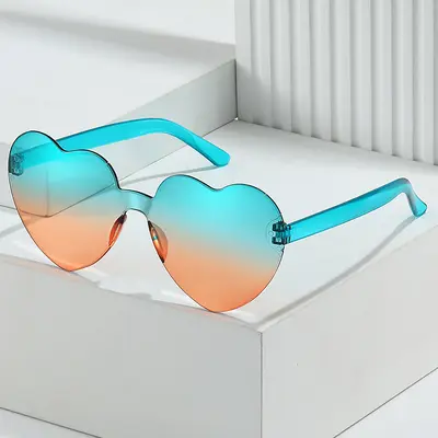 Heart-Shaped Frameless Jelly Color Sunglasses