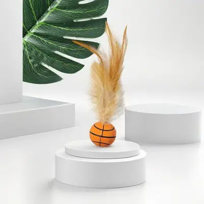 Cat toy feather elastic ball interactive teaser