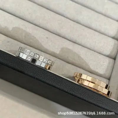 V altın buz küpü çift yüzük 18K elmaslı - 4
