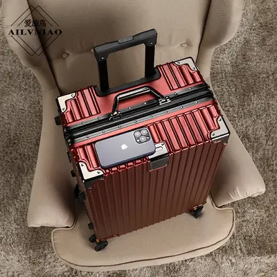 Aluminiumrahmen-Koffer PC Geschäftswagen Universalrollen-Koffer Student 26 Zoll großformatiger verschlüsselter Kasten Kabinengröße Koffer - 9