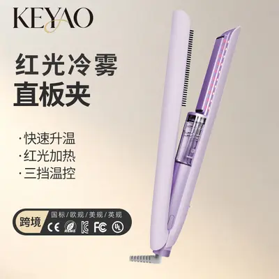 2026 New Cross-Border Steam Straightening Brush, Portable Aerosol Flat Iron Hair Straightener with Negative Ion Curling Function, Customizable