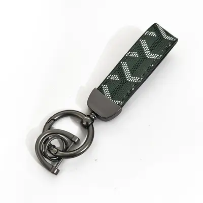 Personalized Leather Keychain, Plaid Pattern, Creative Pendant - 12