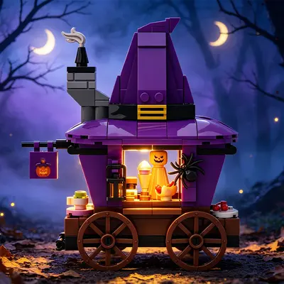 Sihirli Şapka Yemek Arabası Yapı Taşı Seti, Cadılar Bayramı Serisi, Lego Uyumlu - 4