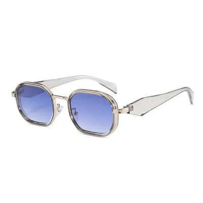 Schlichte schwarze Sonnenbrille, Metalloptik, UV-Schutz - 9