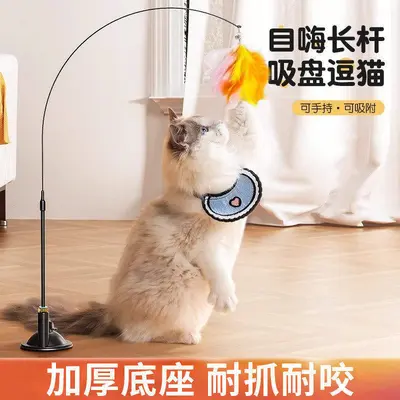Vantuzlu Kedi Oyun Çubuğu, Çelik Tel, Yedek Tüy Başlık - 7