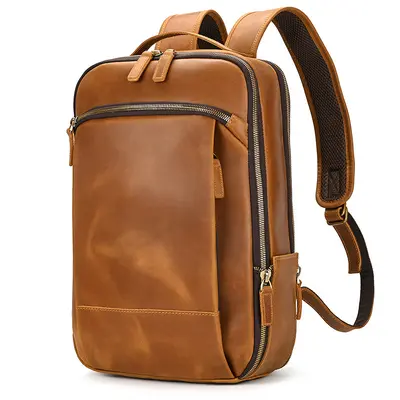 Crazy Horse Leather Vintage Backpack, Genuine Leather, Unisex - 13