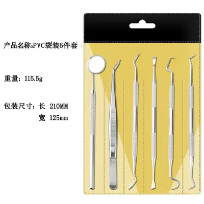 Zahnreinigungswerkzeug-Set aus Edelstahl, 6-teilig - 4