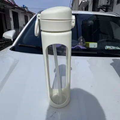 1000 ml zaman ölçekli pipetli cam su bardağı, silikon koruyucu kılıflı - 11